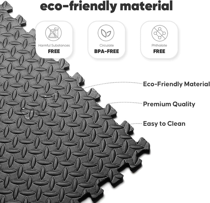 12 Pack 48 sqft Home Gym Mat, Puzzle Exercise Mat, EVA Interlocking Foam Floor Tiles for Home Workout Equipment and Kids
