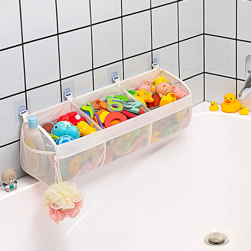 Original 3 Compartment Horizontal Large Openings Bath Toy Organizer for Tub, Capacity Upgrade Bath Toy Storage and Holde