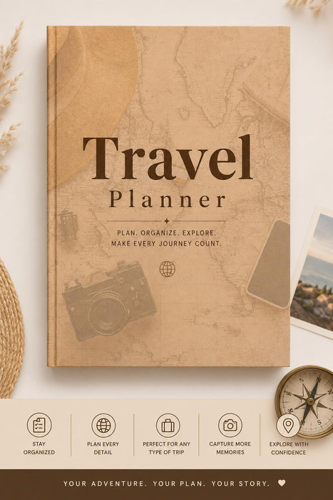Travel Planner Printable PDF | Vacation Planner | Trip Itinerary Organizer | Travel Journal & Packing Checklist | Instant Download 28 Pages
