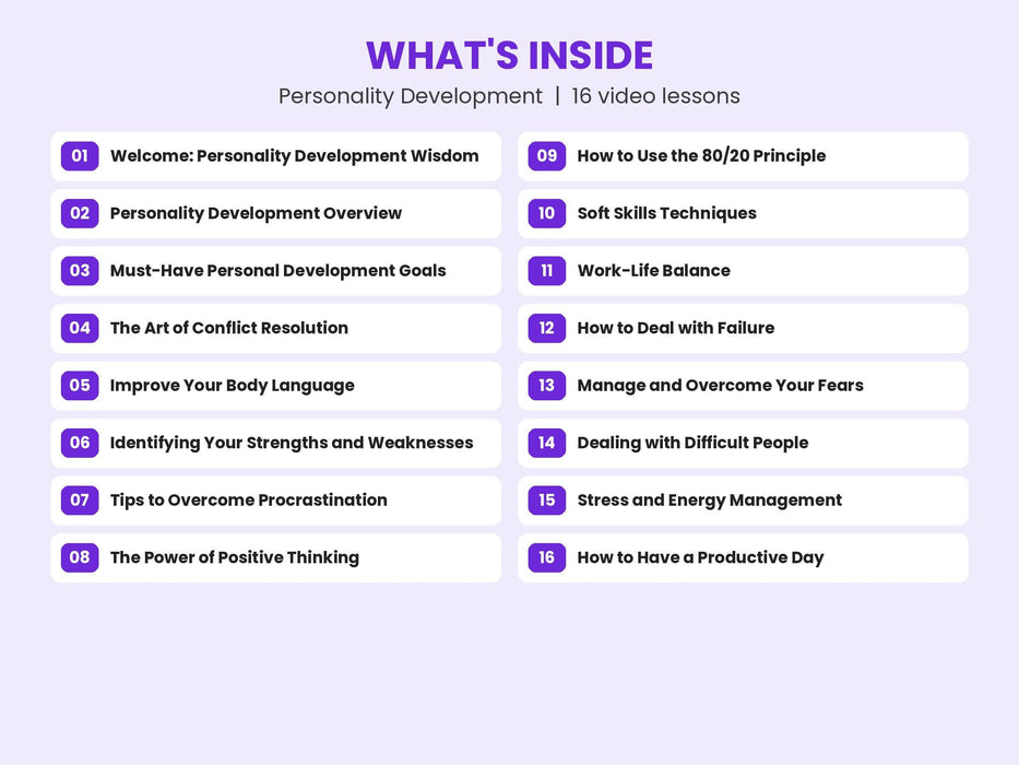 Personality Development Video Course - whats inside