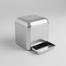 Covered stainless steel cat litter box with silver tray and matching lid