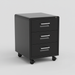 Black three-drawer mobile file cabinet on casters