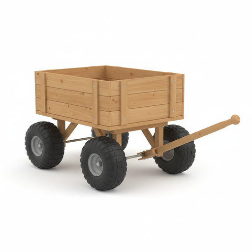 All-terrain wooden garden utility wagon