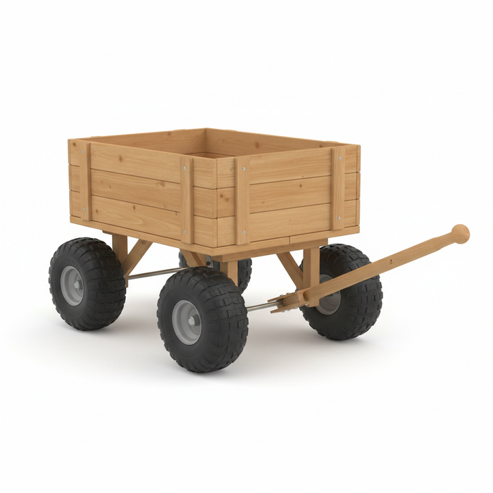 All-terrain wooden garden utility wagon