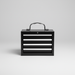 Black four-drawer portable steel tool chest with top handle