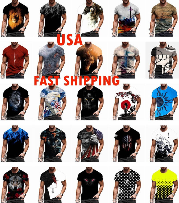 Men’s novelty graphic short-sleeve T-shirt design selection