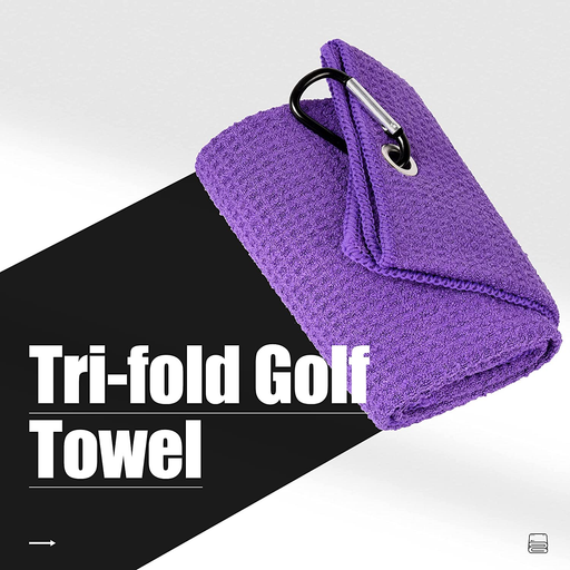 16 × 24 in Microfiber Golf Towel with Carabiner — Purple