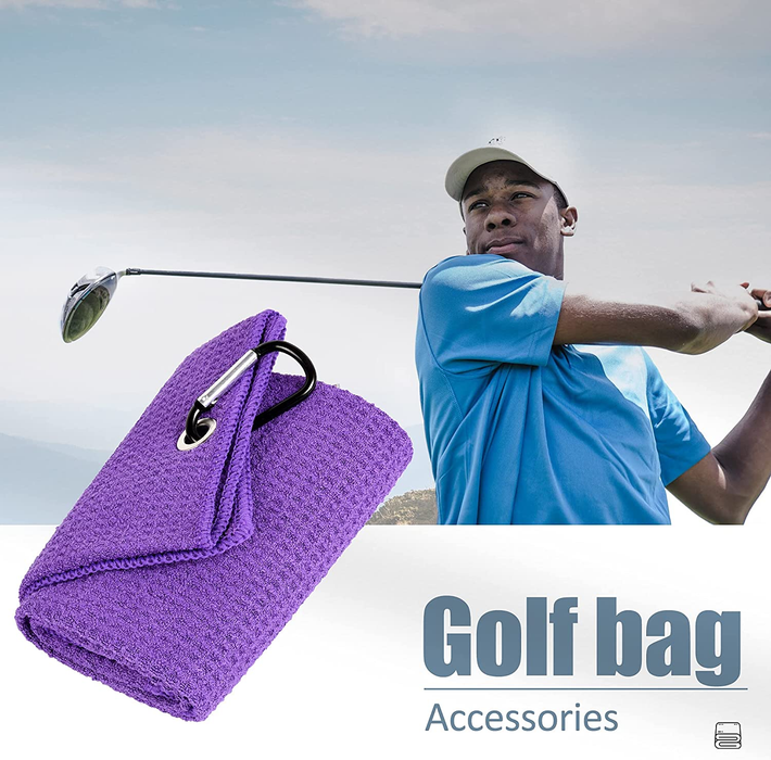 16 × 24 in Microfiber Golf Towel with Carabiner — Purple