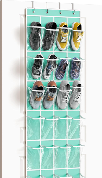 24-Pocket Over-Door Shoe Organizer — Turquoise