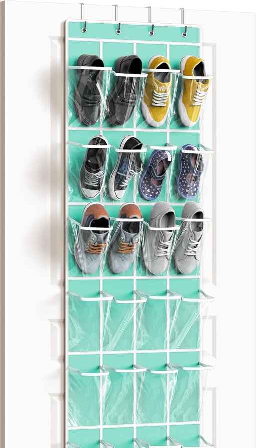 24-Pocket Over-Door Shoe Organizer — Turquoise