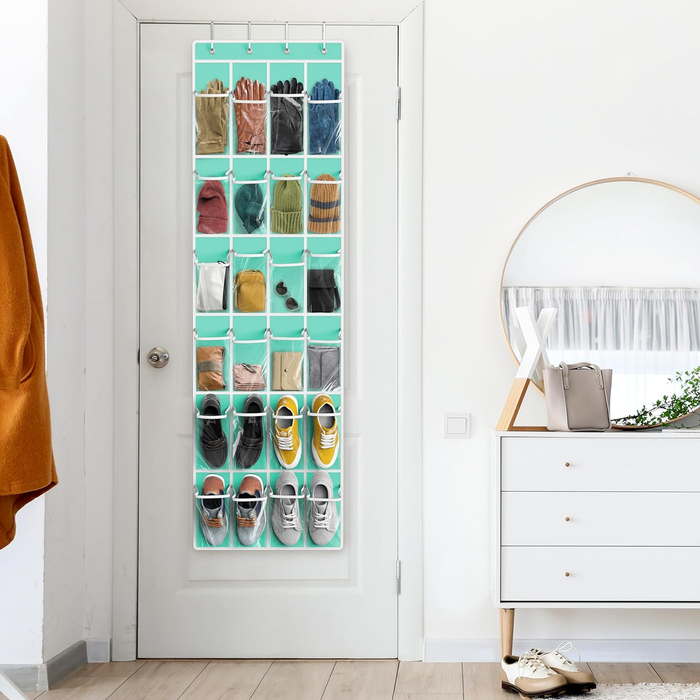 24-Pocket Over-Door Shoe Organizer — Turquoise