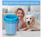 Portable paw cleaner in use