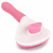 Two pink self-cleaning slicker brushes for pets