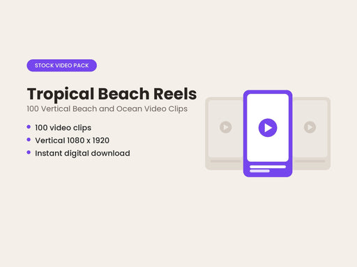 Tropical Beach Reels: 100 Vertical Beach and Ocean Stock Video Clips