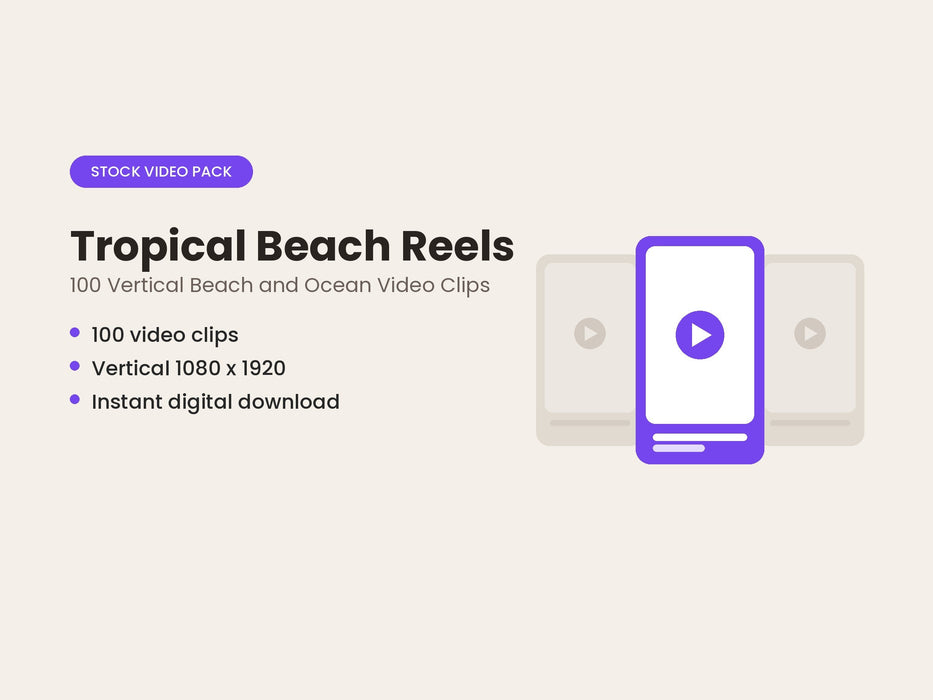 Tropical Beach Reels: 100 Vertical Beach and Ocean Stock Video Clips