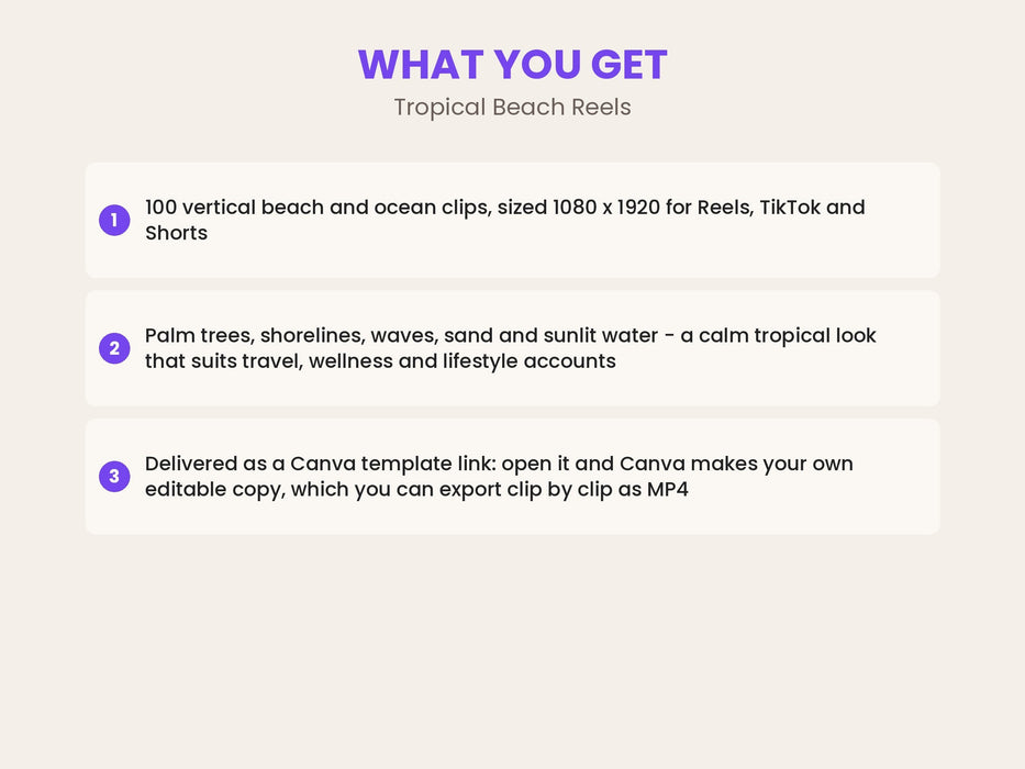Tropical Beach Reels: 100 Vertical Beach and Ocean Stock Video Clips