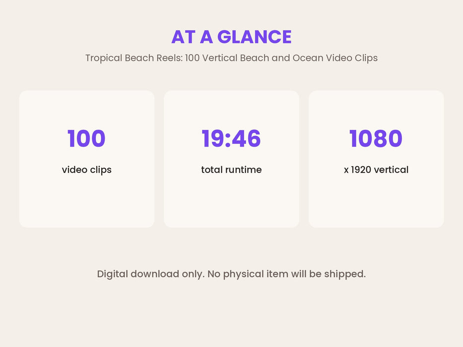 Tropical Beach Reels: 100 Vertical Beach and Ocean Stock Video Clips