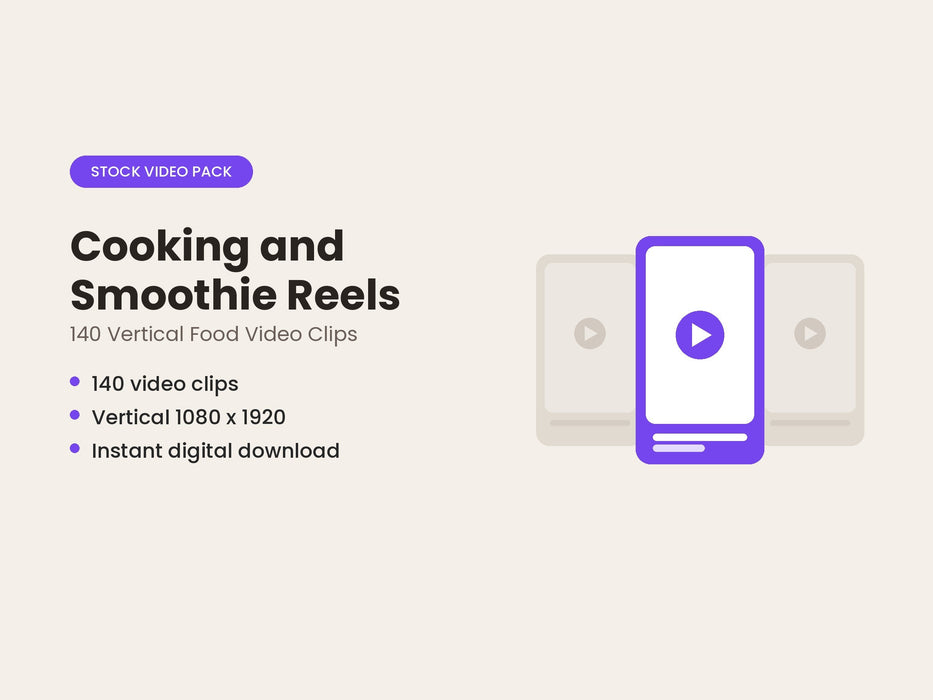 Cooking and Smoothie Reels: 140 Vertical Food and Nutrition Stock Video Clips