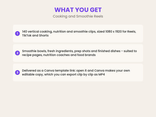 Cooking and Smoothie Reels: 140 Vertical Food and Nutrition Stock Video Clips