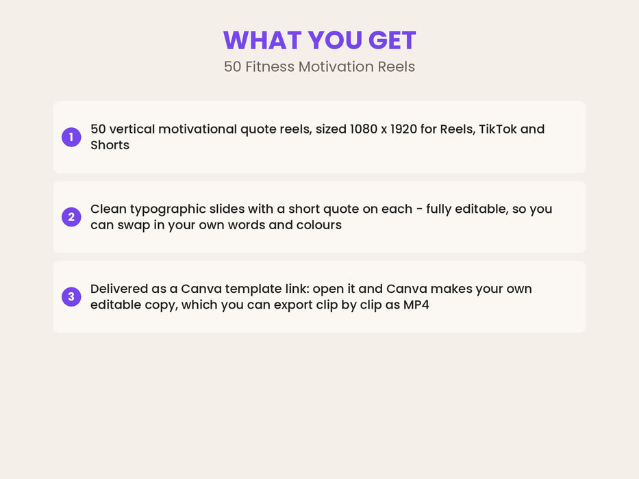 50 Fitness Motivation Reels: Editable Quote Videos for Social Media