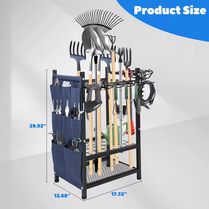 Garden Tool Organizer Rack with Storage Bag