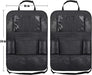 Backseat organizer fitted to a car seat with travel items stored