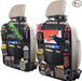 Two black backseat organizers with tablet holders and storage pockets