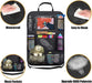 Two-pack backseat organizers shown with everyday travel essentials