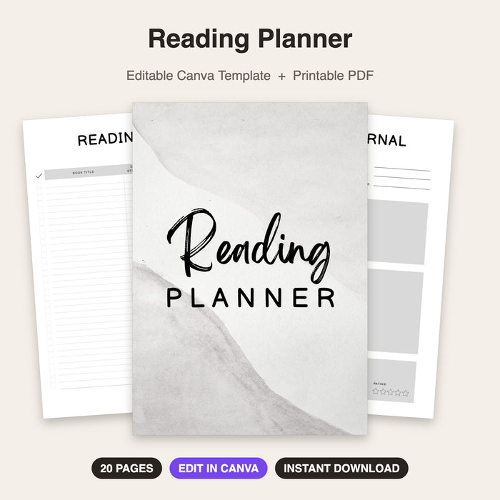 Reading Planner | Editable Canva Template & Printable PDF