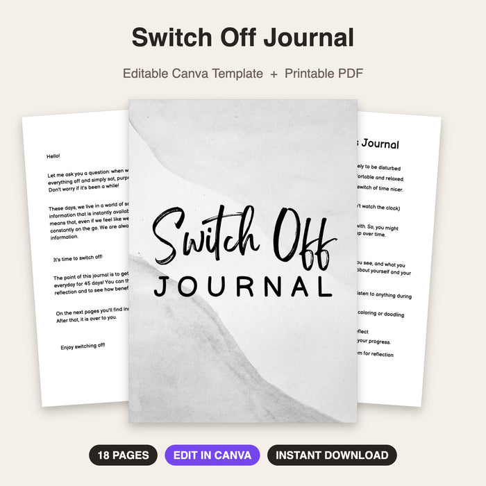 Switch Off Journal | Editable Canva Template & Printable PDF