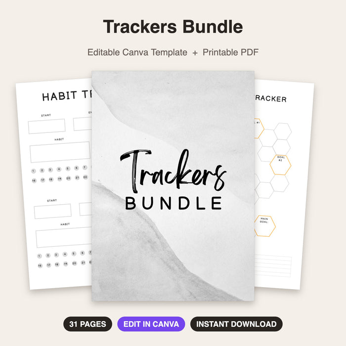 Trackers Bundle | Editable Canva Template & Printable PDF