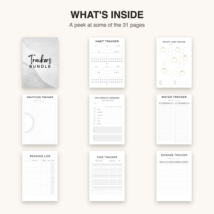 Trackers Bundle | Editable Canva Template & Printable PDF