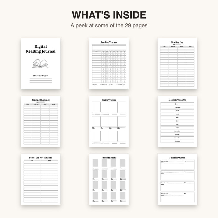 Digital Reading Journal | Editable Canva Template & Printable PDF