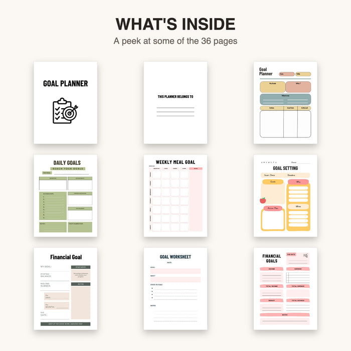 Colorful Goal Planner | Editable Canva Template & Printable PDF