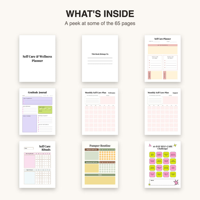Self Care & Wellness Planner | Editable Canva Template & Printable PDF