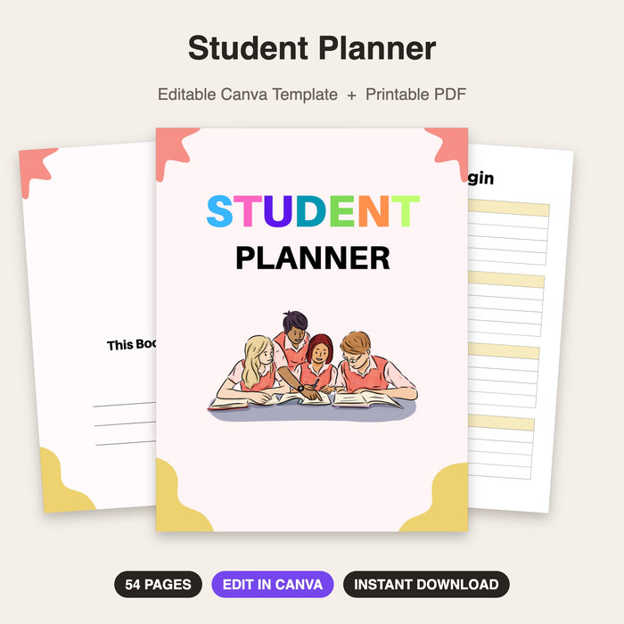 Student Planner | Editable Canva Template & Printable PDF
