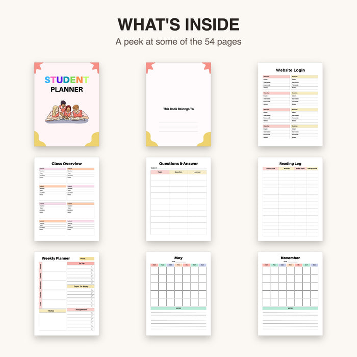 Student Planner | Editable Canva Template & Printable PDF