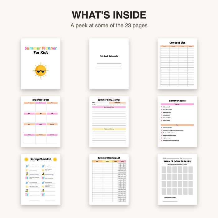 Summer Planner For Kids | Editable Canva Template & Printable PDF