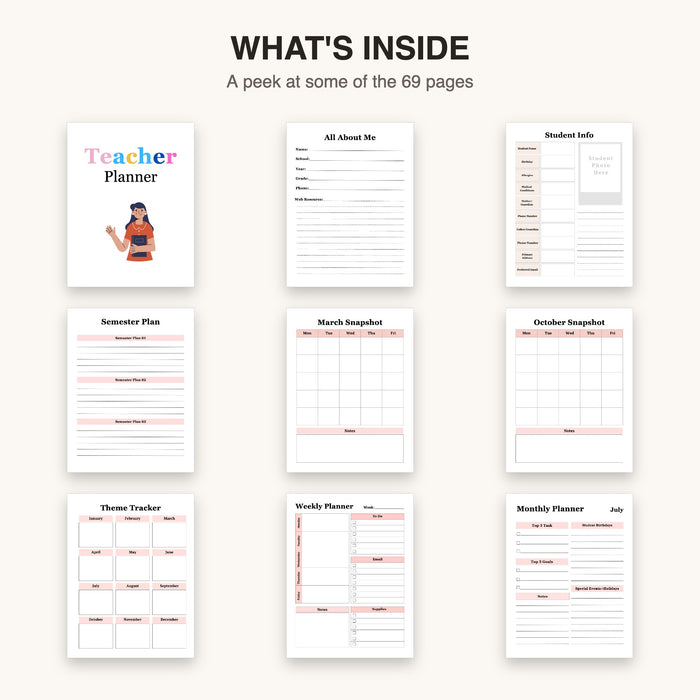 Teacher Planner | Editable Canva Template & Printable PDF