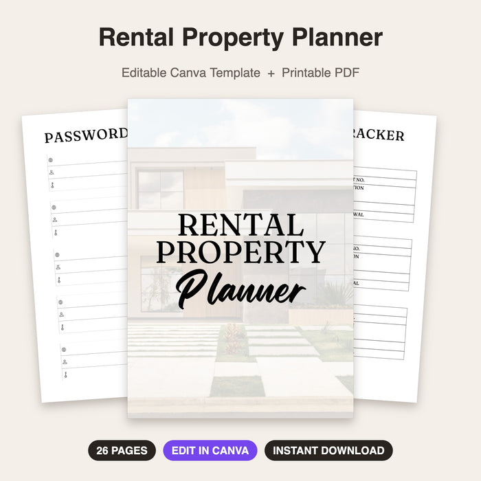 Rental Property Planner | Editable Canva Template & Printable PDF