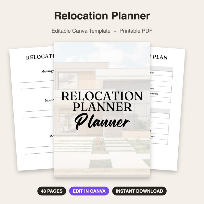 Relocation Planner | Editable Canva Template & Printable PDF