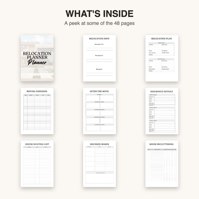 Relocation Planner | Editable Canva Template & Printable PDF