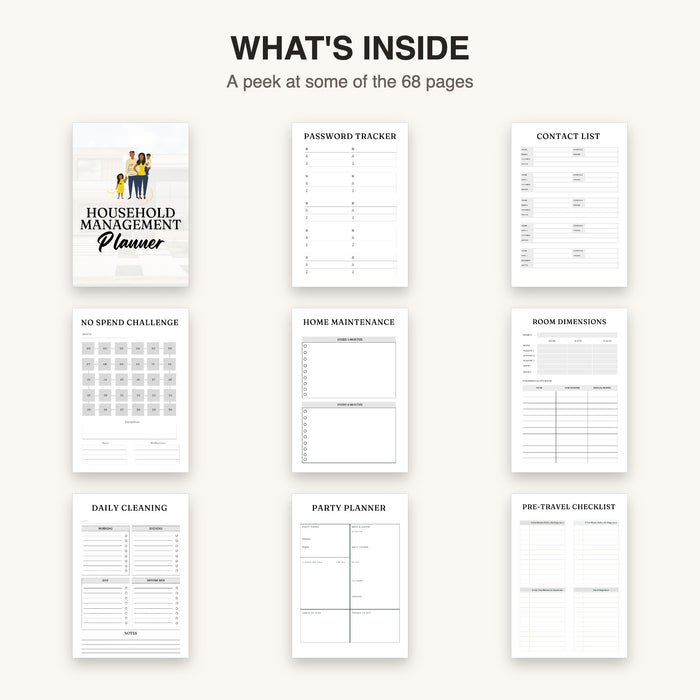 Household Management Planner | Editable Canva Template & Printable PDF