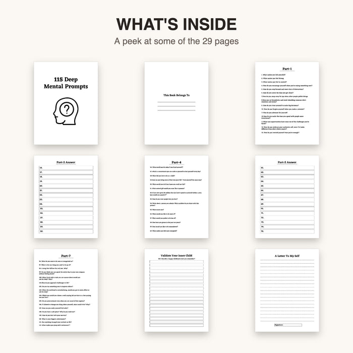 115 Mental Health Journal Prompts | Editable Canva Template & Printable PDF