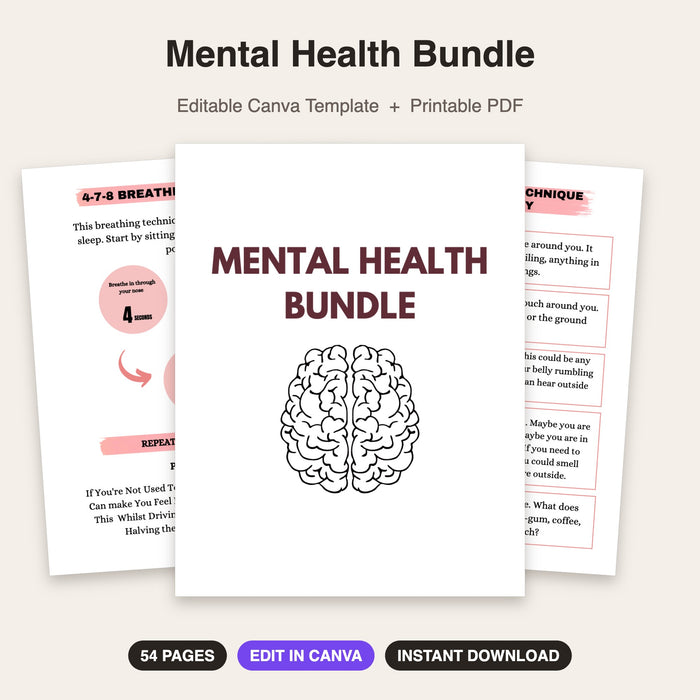 Mental Health Bundle | Editable Canva Template & Printable PDF