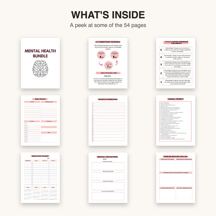 Mental Health Bundle | Editable Canva Template & Printable PDF