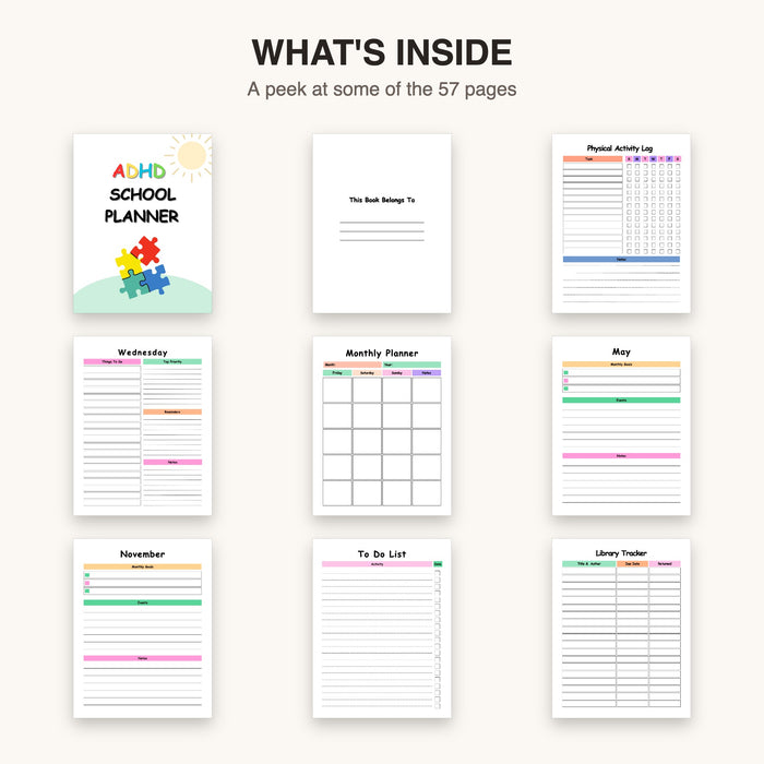 ADHD School Planner | Editable Canva Template & Printable PDF