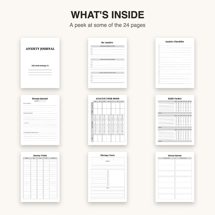 Anxiety Journal | Editable Canva Template & Printable PDF