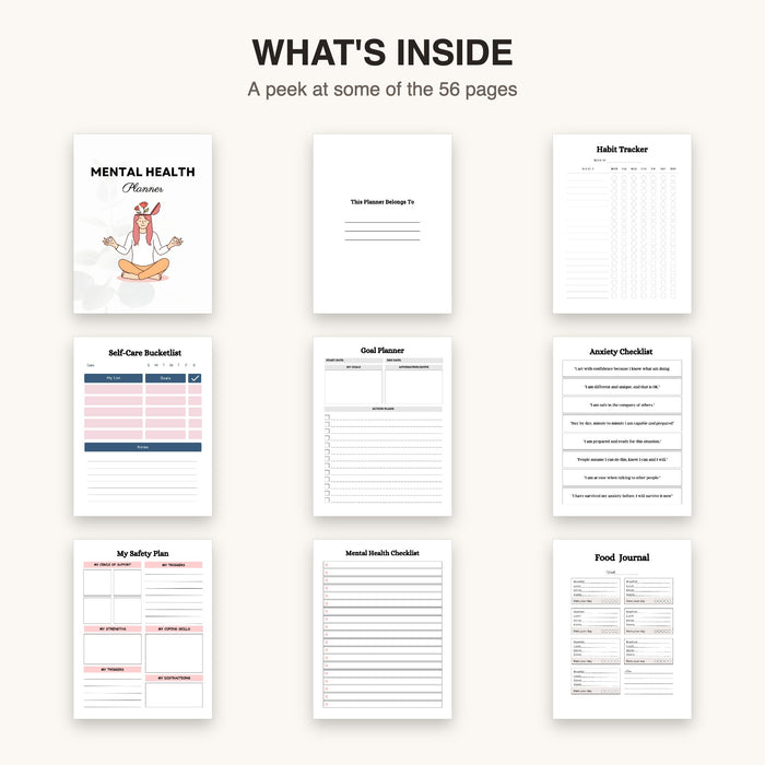 Mental Health Planner | Editable Canva Template & Printable PDF