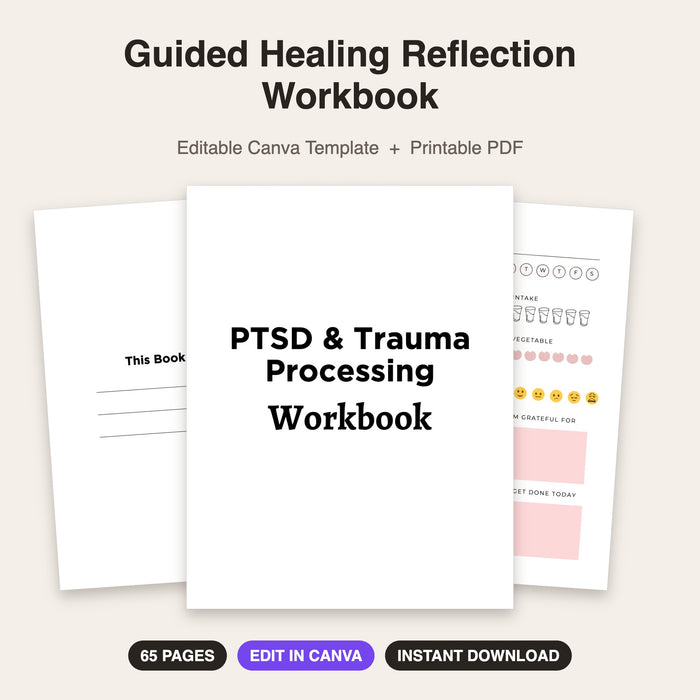 Guided Healing Reflection Workbook | Editable Canva Template & Printable PDF